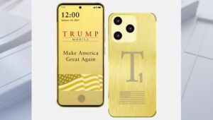 Trump Mobile T1 smartphone with gold-toned finish, launched by Trump Organization, priced at $499